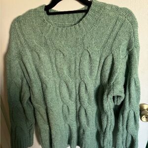 American Eagle Cozy Green Cable Knit Sweater